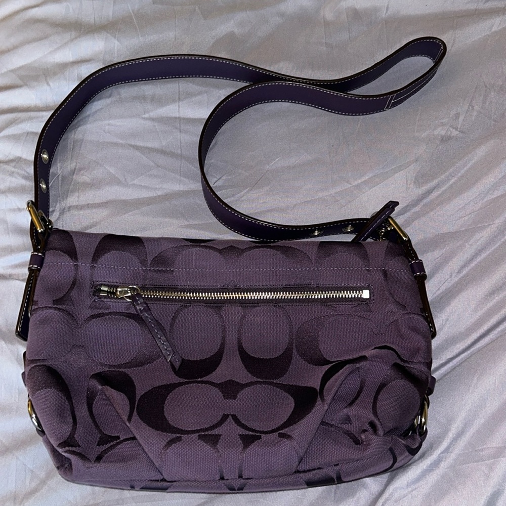 Coach Signature Large C Purple East West Hobo Shoulder Crossbody F15068